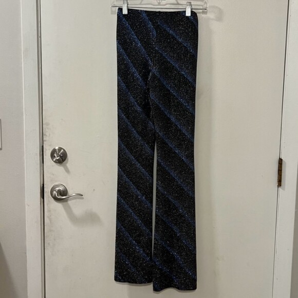 Hi Sense Womens Black Blue Glitter Pull On Low Rise Wide Leg Pants 70s 90s Sz SM - Picture 4 of 9